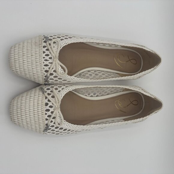 Sam Edelman May Woven Ballet Flats Bright White Womens Size 8.5 Summer Beach - Picture 5 of 9